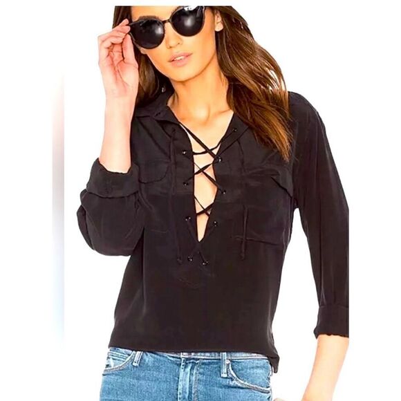 NWT Equipment  Femme Knox Lace-Up Silk Shirt Size S - Picture 2 of 11